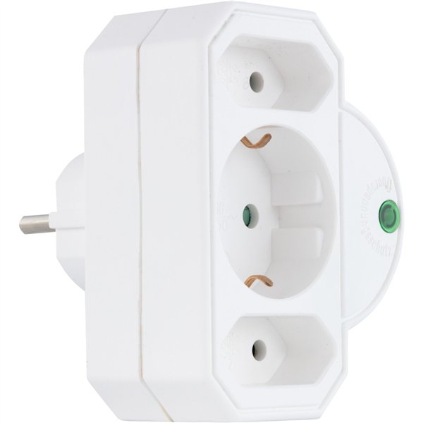 REV Steckdosenadapter 3-fach mit Überspannungsschutz, weiß