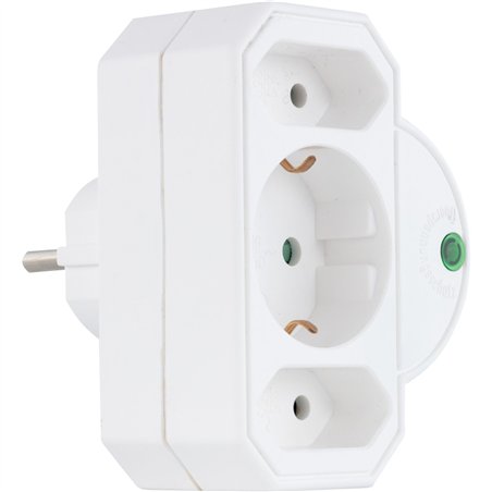 REV Steckdosenadapter 3-fach mit Überspannungsschutz, weiß