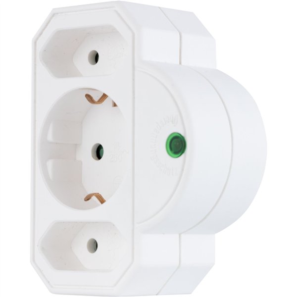 REV Steckdosenadapter 3-fach mit Überspannungsschutz, weiß