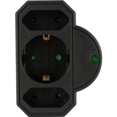 REV Steckdosenadapter 3-fach mit Überspannungsschutz, schwarz