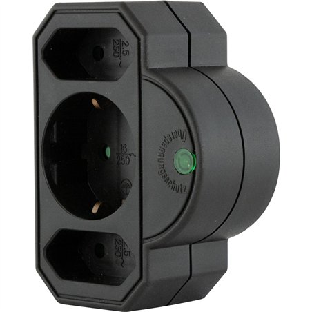 REV Steckdosenadapter 3-fach mit Überspannungsschutz, schwarz