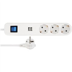 REV presa multipla ICE 3 prese USB e interr. 1,4m bianco
