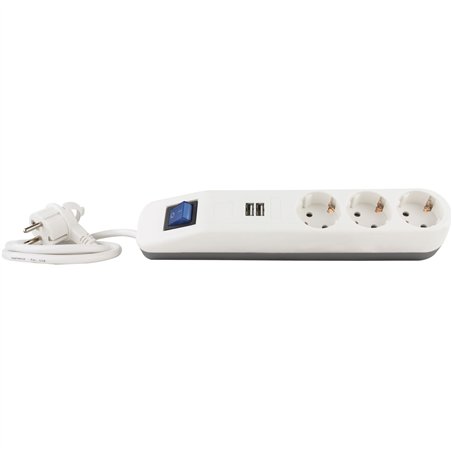 REV presa multipla ICE 3 prese USB e interr. 1,4m bianco