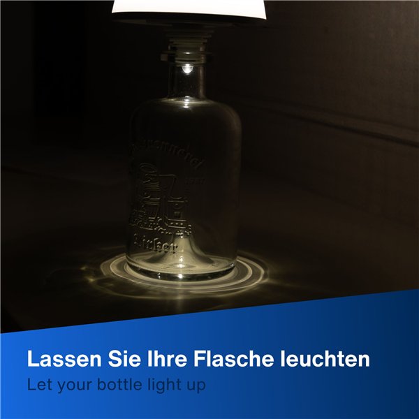 REV LED lampada bottiglia con b. Lamprusco Flame bianco/caldo