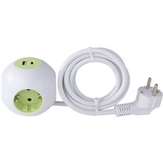 REV PowerGlobe Steckdosenwürfel 4-fach USB weiß-gr.1,4m015408112 2