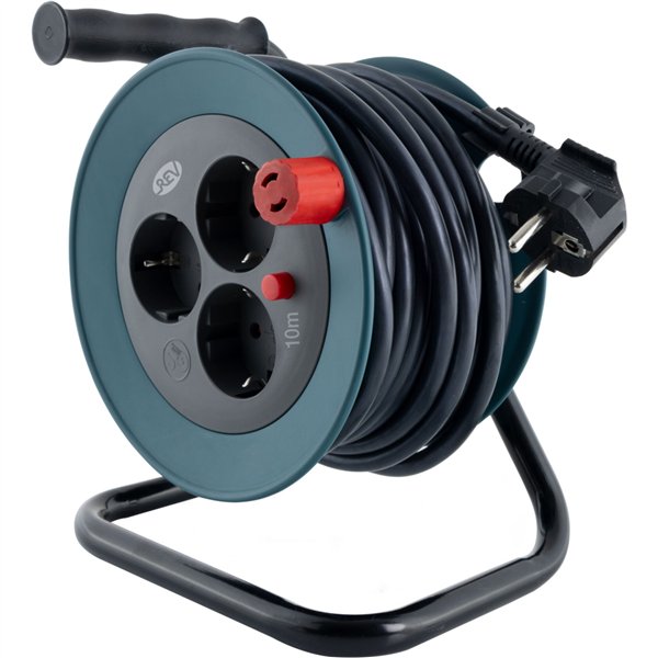 REV Kabeltrommel Mini 3-fach 10m petrol/schwarz        0010042100