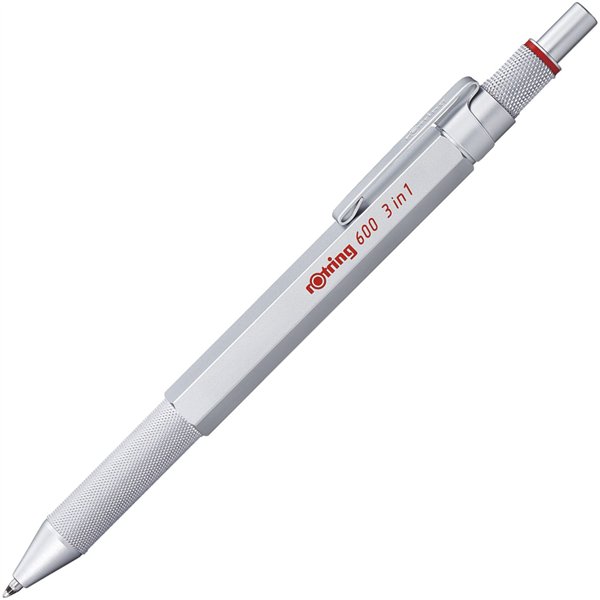 rotring 600 Multipen 3in1 arg. matita punta f. penna sf. bl./r.