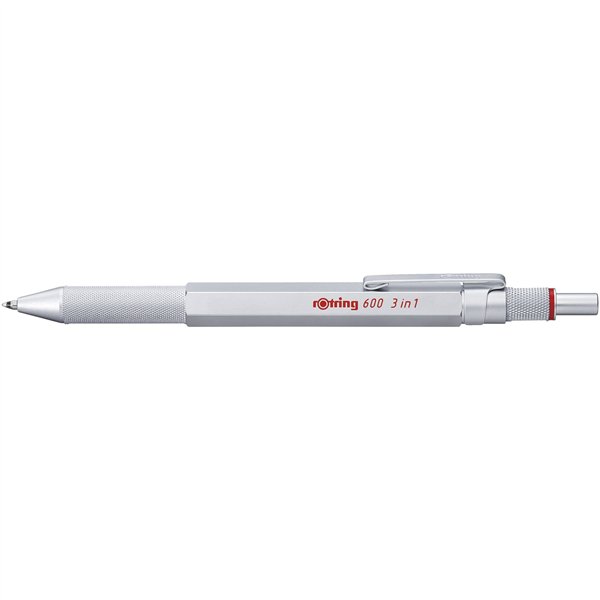 rotring 600 Multipen 3in1 arg. matita punta f. penna sf. bl./r.