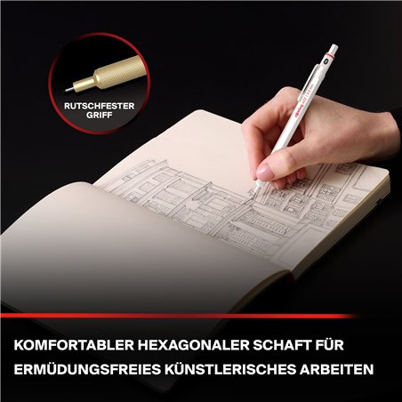 rotring 600 matita a mina fine metallic-bianco perlato 0,5 mm