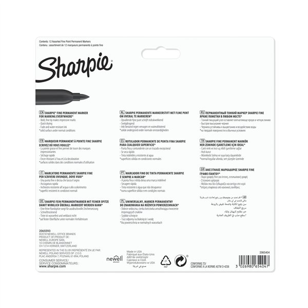 1x12 Sharpie penn. indelebili F 12 colori