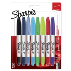 1x8 Sharpie Twin Tip pennar. permanenti UF + F 8 colori