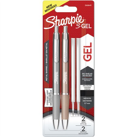 2x1 Sharpie S-Gel Metal acc. grigio+ oro rosa 0,7 mm + 2 ric.