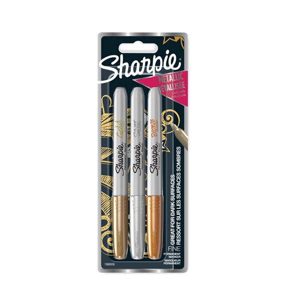1x3 Sharpie Metallic Marker F oro/argento/bronzo
