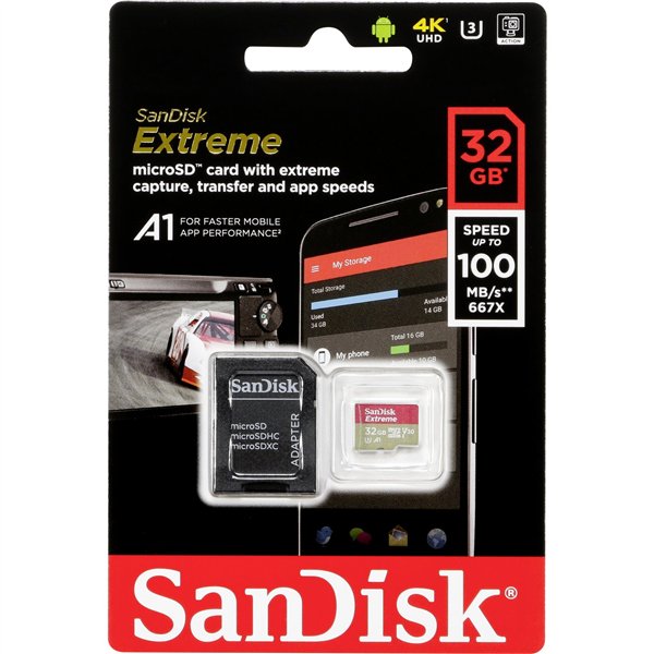 SanDisk microSDHC V30 A1    32GB Extreme 100MB SDSQXAF-032G-GN6MA