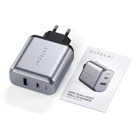 Satechi 30W Dual Port Wall caricabatt. space grigio