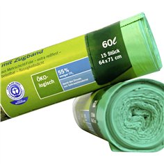 1x15 Secolan Garbage Bags with drawstring 60 l verde