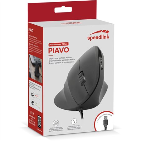 Speedlink PIAVO Ergonomic Vertical Mouse USB, rubber-black