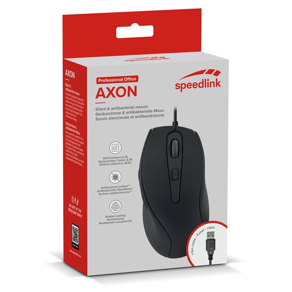 Speedlink AXON Silent & Antibacterial Mouse USB, black