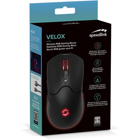 Speedlink VELOX Rechargeable RGB Gaming Mouse - Wireless, black