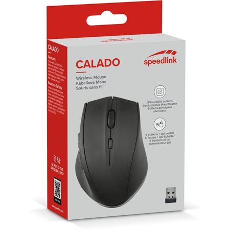 Speedlink CALADO Silent Mouse Wireless USB, rubber-black