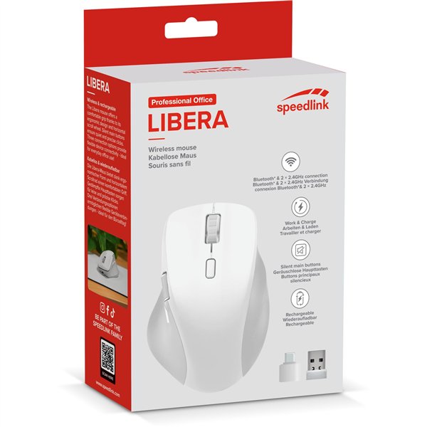 Speedlink LIBERA Rechargeable Mouse Wireless BT Silent white