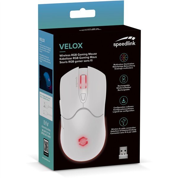 Speedlink VELOX Rechargeable RGB Gaming Mouse Wireless white