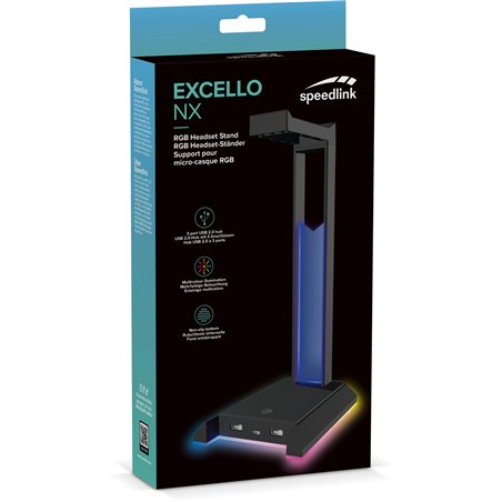 Speedlink EXCELLO NX RGB Headset Stand, USB 2.0 Hub, black