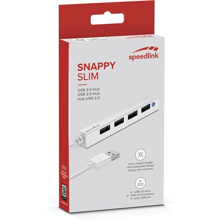 Speedlink SNAPPY SLIM USB Hub 4-Port, USB 2.0, Passive, white