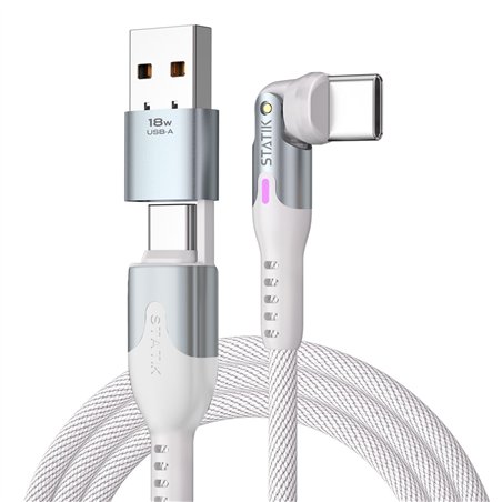 STATIK PowerPivot Pro rotating 2-in-1 USB-C Cable White 2m