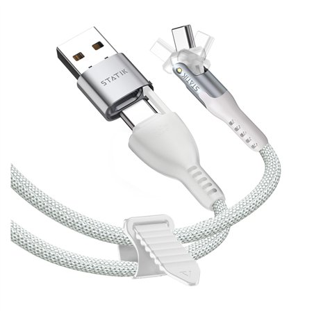 STATIK PowerPivot Pro rotating 2-in-1 USB-C Cable White 2m