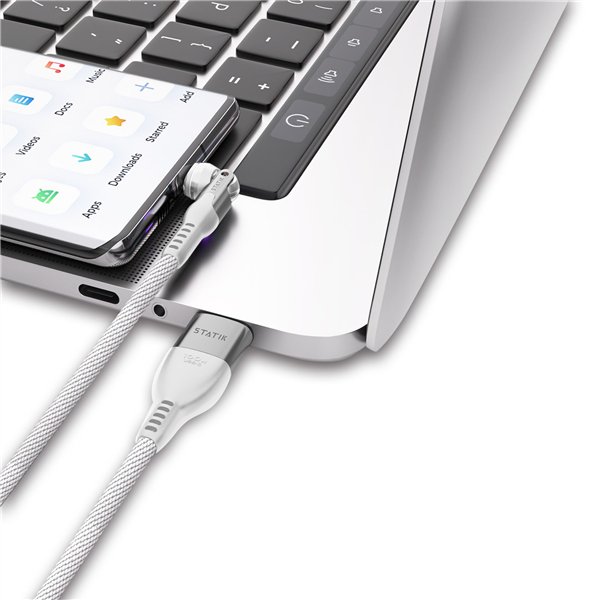 STATIK PowerPivot Pro rotating 2-in-1 USB-C Cable White 2m