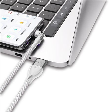 STATIK PowerPivot Pro rotating 2-in-1 USB-C Cable White 2m