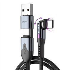 STATIK PowerPivot Pro braided rotating USB-C Cable Black 1m