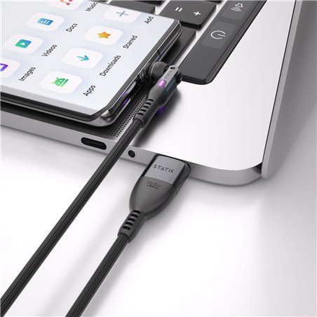STATIK PowerPivot Pro braided rotating USB-C Cable Black 1m