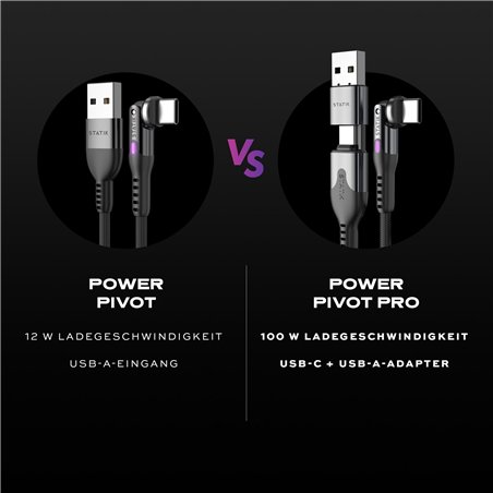 STATIK PowerPivot Pro braided rotating USB-C Cable Black 1m