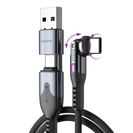 STATIK PowerPivot Pro braided rotating USB-C Cable Black 3m