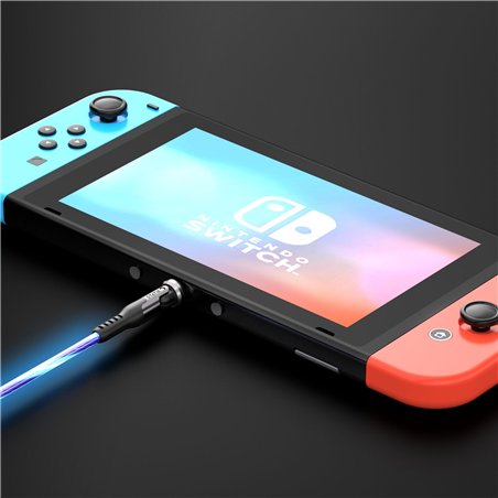 STATIK PowerPivot Pro rotating 2-in-1 USB-C Cable Blue Glow 2m