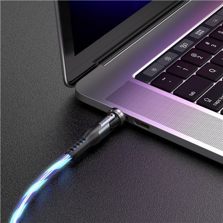 STATIK PowerPivot Pro rotating 2-in-1 USB-C Cable Blue Glow 2m