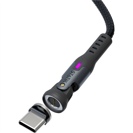 STATIK 360Pro braided rotating 3 magn. tips USB-C Cable Black 2m