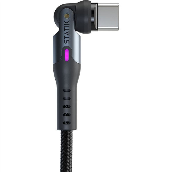 STATIK 360Pro braided rotating 3 magn. tips USB-C Cable Black 2m