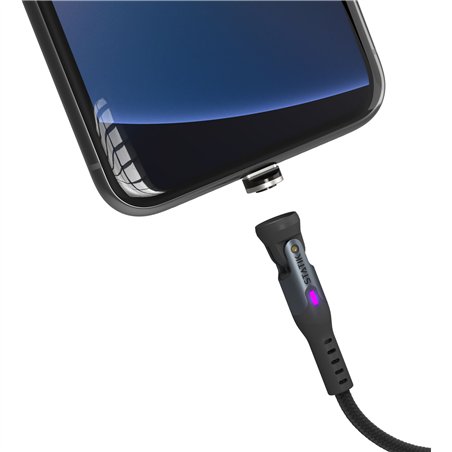 STATIK 360Pro braided rotating 3 magn. tips USB-C Cable Black 2m