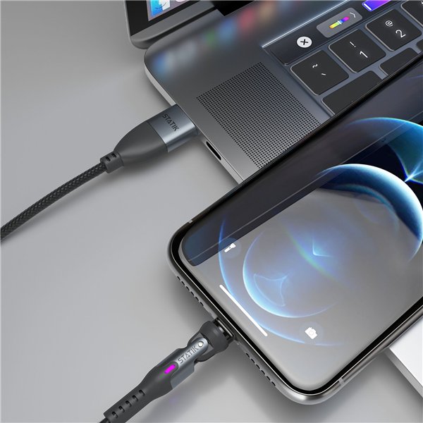 STATIK 360Pro braided rotating 3 magn. tips USB-C Cable Black 2m