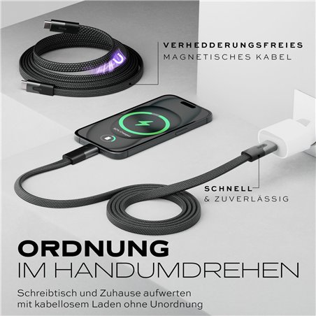 STATIK MagStack Slim Pro tangle free Magnetic USB-C Cable 1m