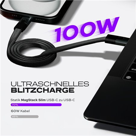 STATIK MagStack Slim Pro tangle free Magnetic USB-C Cable 1m