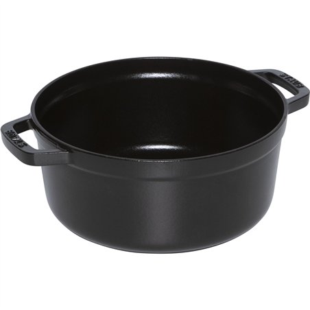 Staub La Cocotte 24cm rotondo, con cestello vapore, nero