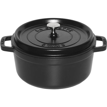 Staub La Cocotte 24cm rotondo, con cestello vapore, nero