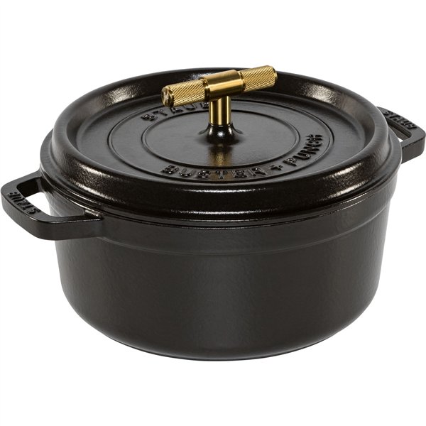 Staub La Cocotte Buster & Punch 24 cm rund, schwarz, Gusseisen