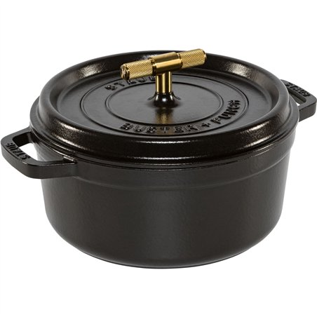Staub La Cocotte Buster & Punch 24 cm rund, schwarz, Gusseisen