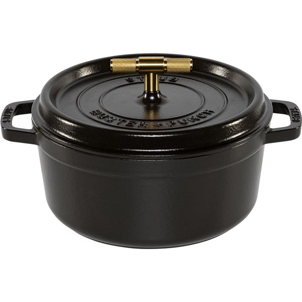 Staub La Cocotte Buster & Punch 24 cm rund, schwarz, Gusseisen