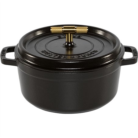 Staub La Cocotte Buster & Punch 24 cm rund, schwarz, Gusseisen